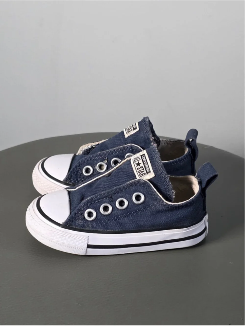 Converse Chuck Taylor All Star Slip On Toddler Sneakers Blue Canvas Shoes 4
